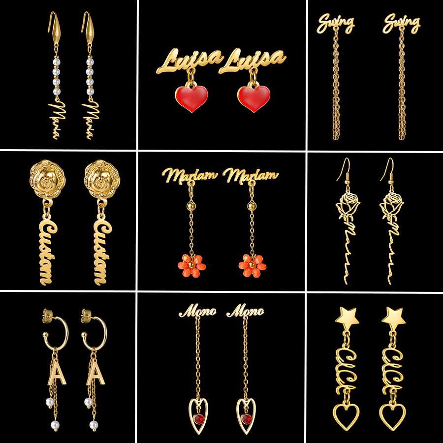 Pearl Stud Earrings - Auxauxme nome personalizado brincos de aço