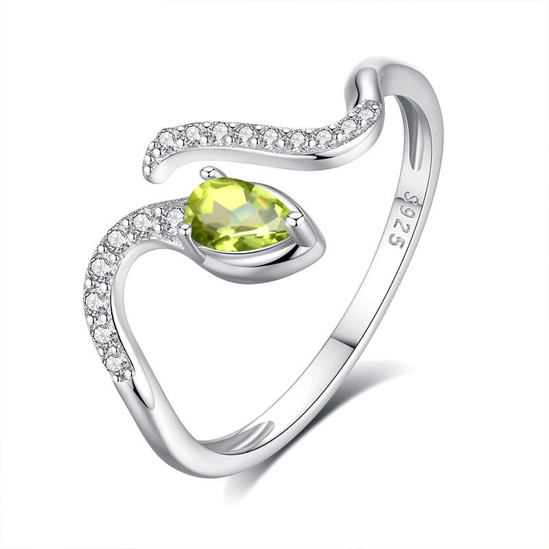 Birthstone Ring Set - Anel de Casamento em Prata Esterlina