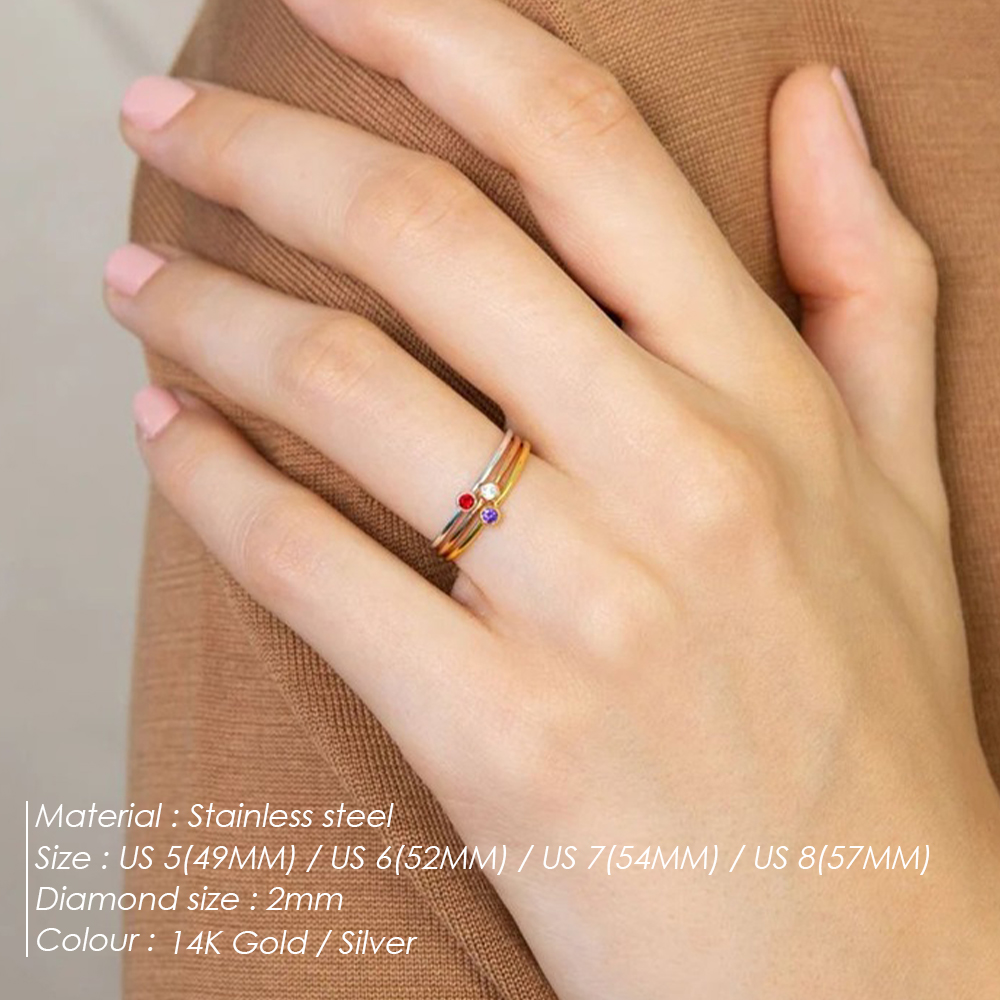 Anel de Aço Inoxidável EMANCO  - Birthstone Ring Set avaliação e preço