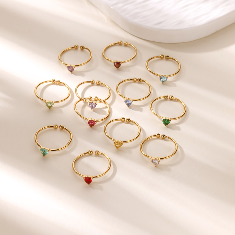 12 anéis de coração de zircôni - Birthstone Ring Set avaliação e preço
