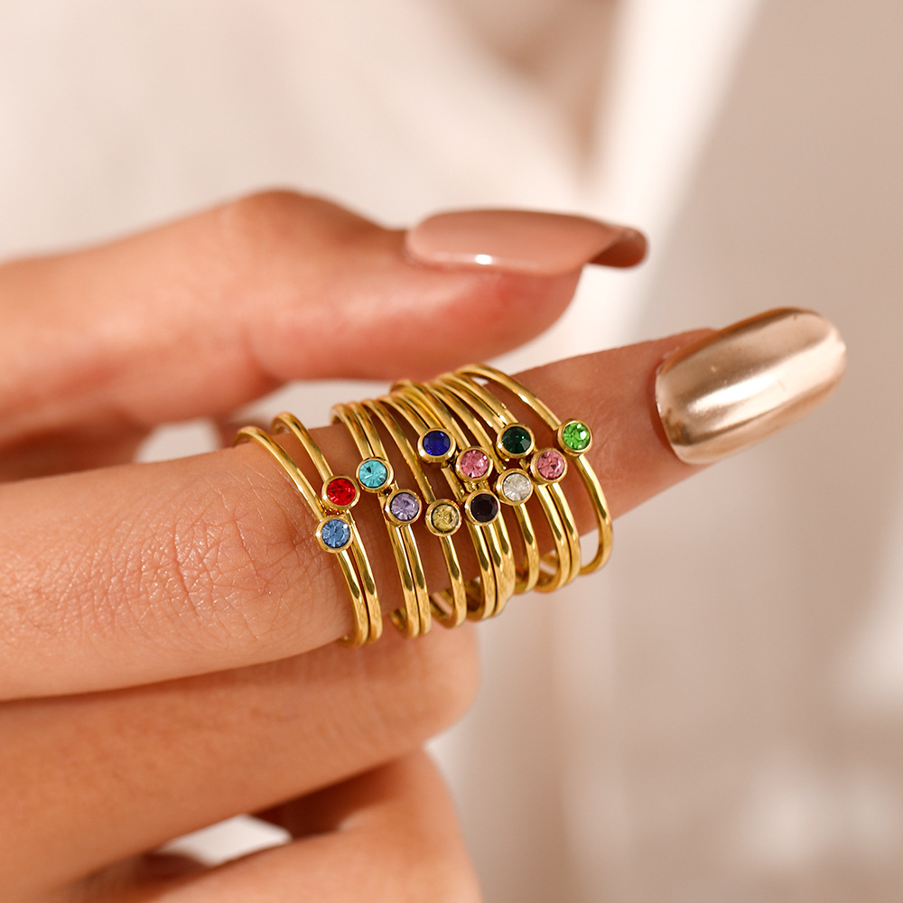 Anel de pedra de aniversário d - Birthstone Ring Set avaliação e preço