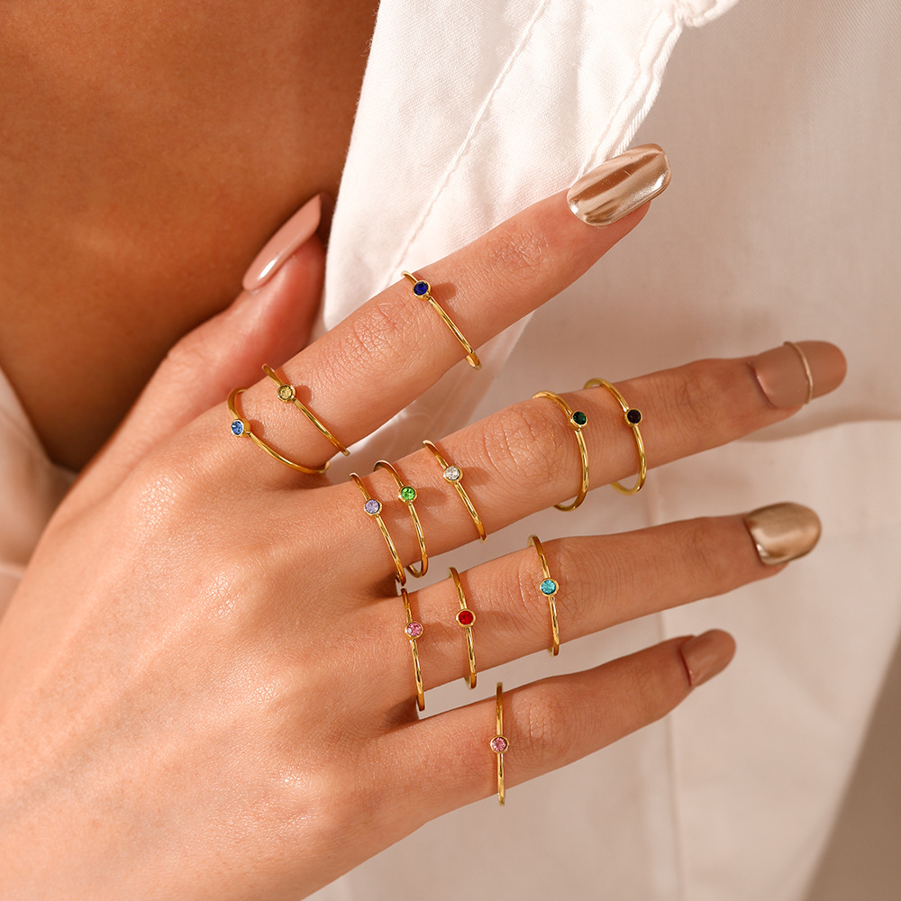 Anel de pedra de aniversário d - Birthstone Ring Set avaliação e preço
