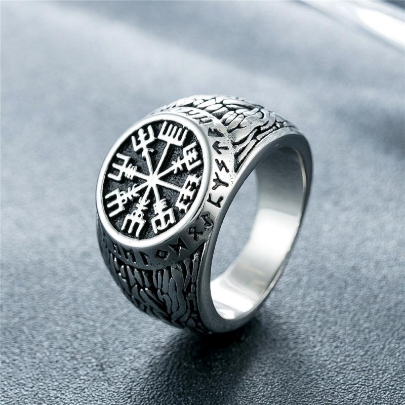 Anel de assinatura de runa vik - Mens Signet Ring avaliação e preço