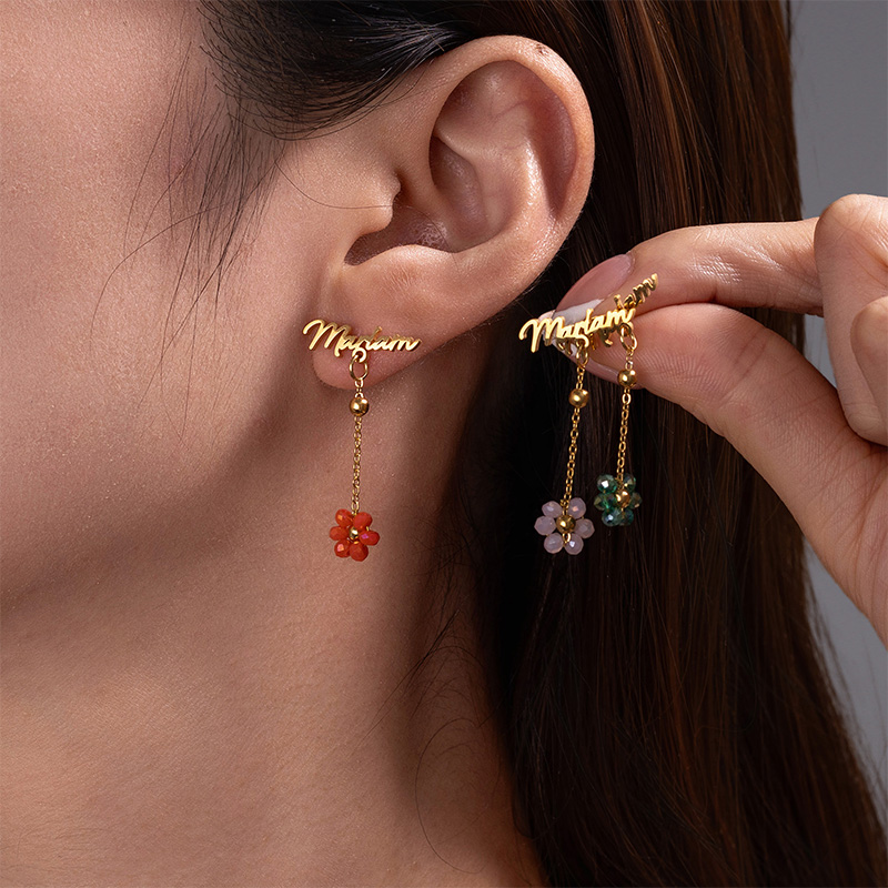 Auxauxme nome personalizado br - Pearl Stud Earrings avaliação e preço